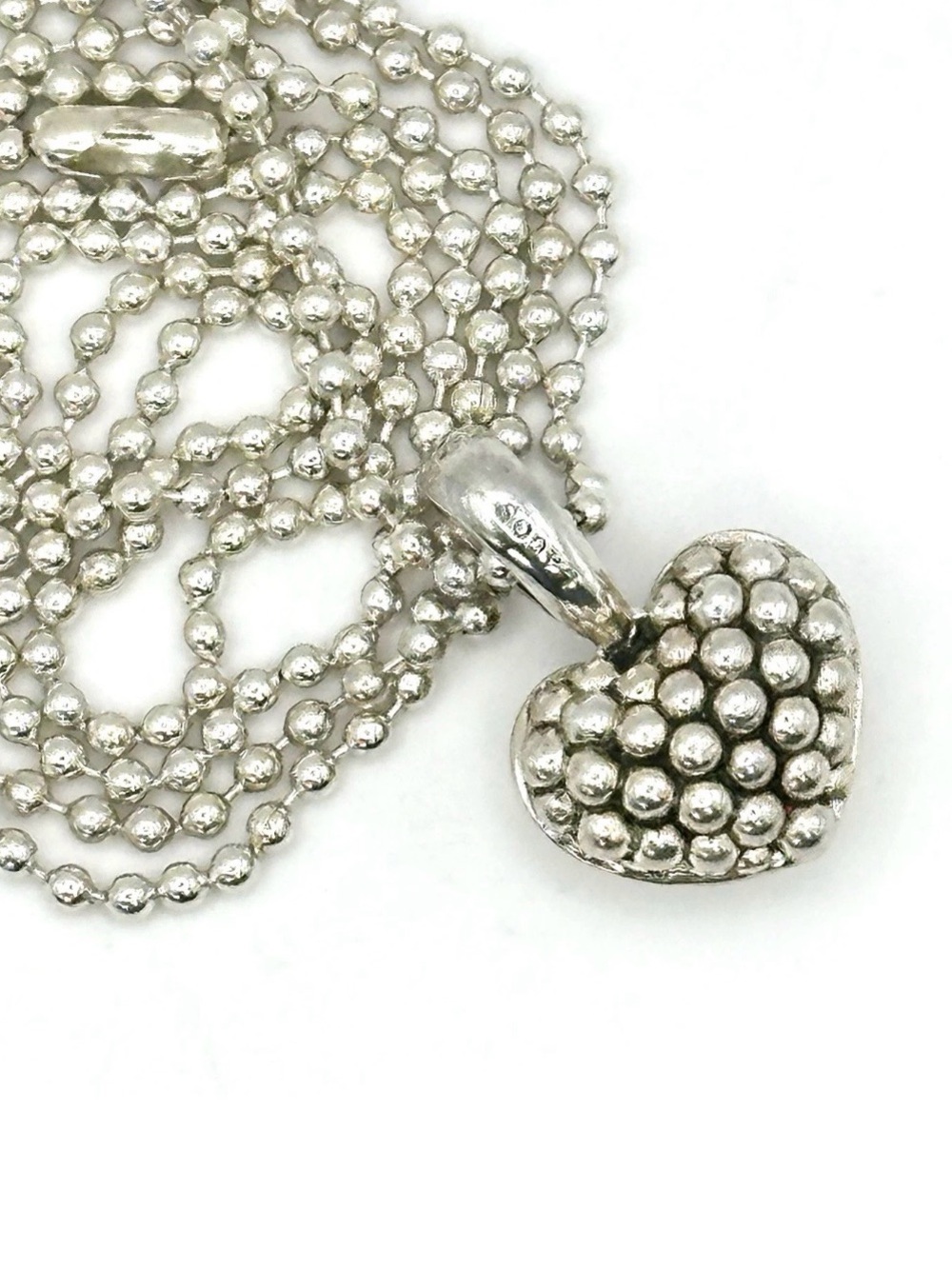 Lagos Caviar Sterling Silver Beaded Heart Pendant Necklace